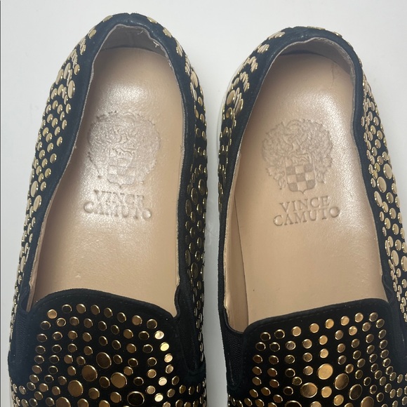 Vince Camuto Kindra Black Suede and Gold Studded Women's Slip On Sneakers - Picture 5 of 12